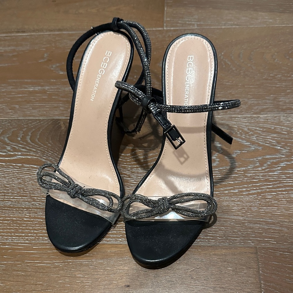 Bcbgeneration Black And Silver Bow Heels - image 1